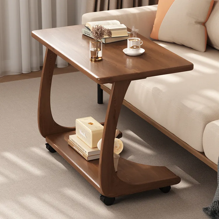 实木沙发边几可移动床头桌子带轮侧边柜家用客厅小户型极简小茶几