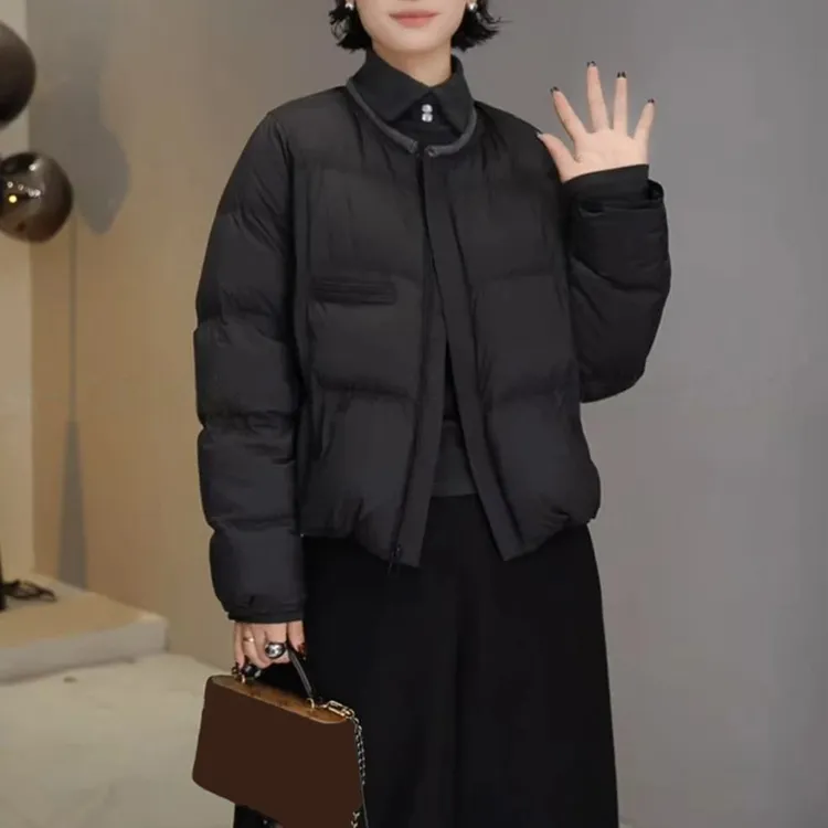 气质百搭纯色设计感潮流上衣2025新款复古时尚高级感棉服女