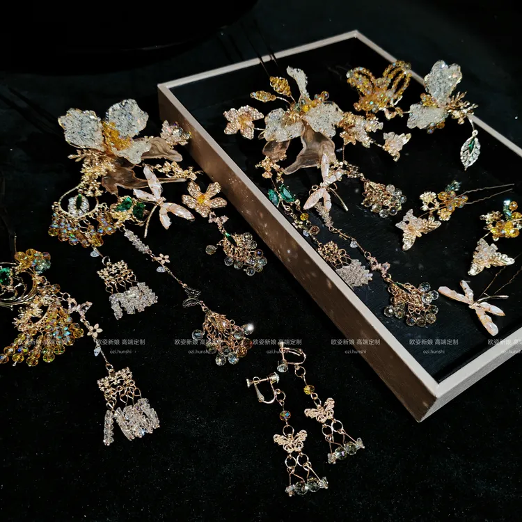 金色秀禾头饰超百搭气质绝绝子减龄发饰婚礼跟妆新娘配饰发钗049