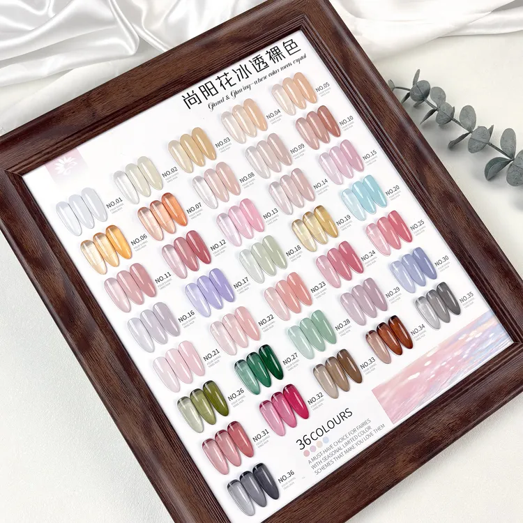 爆款流行色冰透裸色显白玻璃珠指甲油胶美甲店专用36色美甲甲油胶
