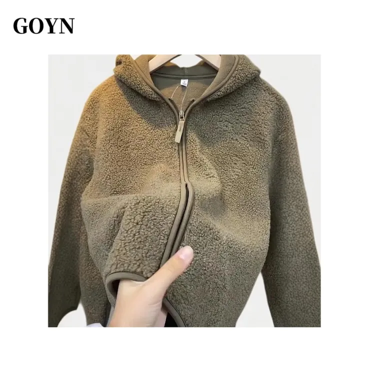 GOYN秋冬男款新款棉服外套男士时尚百搭连帽卫衣加绒加厚棉衣男装