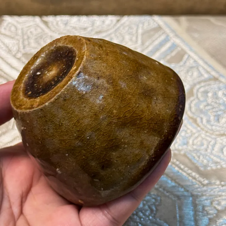 满釉窑宝·中古备前·自然落釉·扣烧·茶杯·主人杯·压手杯（容量80cc