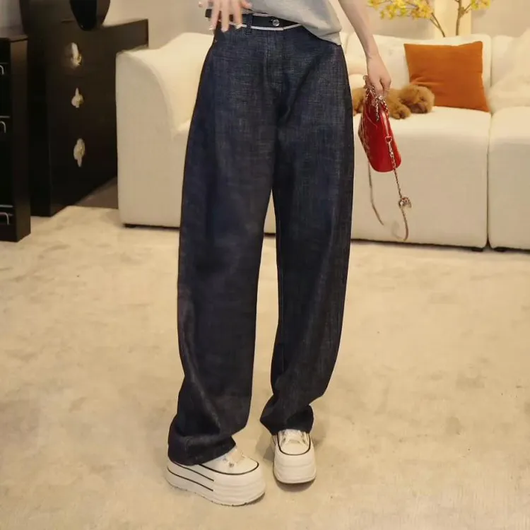 简约百搭洋气显瘦休闲裤2025夏季设计感高定弯刀裤时尚百搭牛仔裤