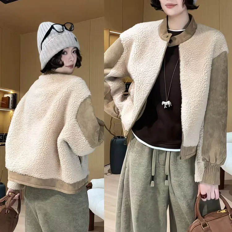 欧尼私服2025秋冬新款短款时尚欧美风立领休闲拼接外套2512C9278
