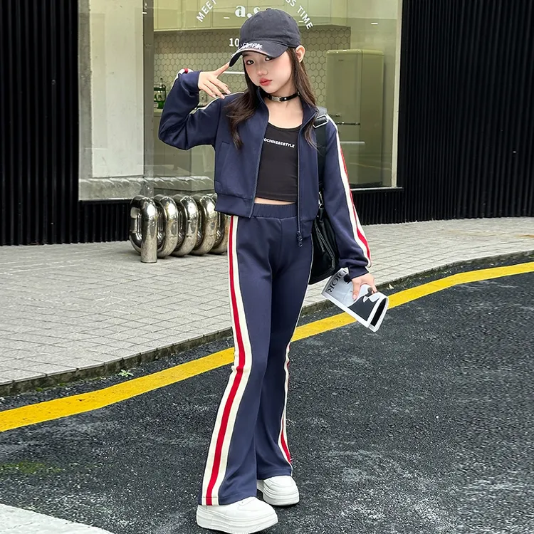 女童春装套装2025春秋季新款洋气儿童运动服卫衣外套喇叭裤两件套