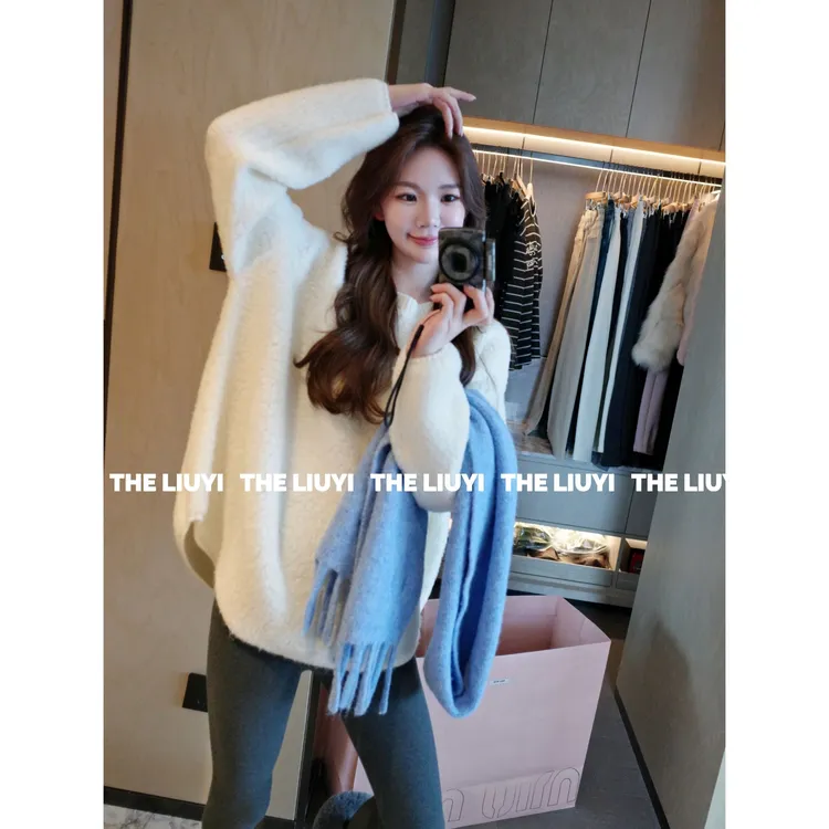 【LIUYI】雪花毛衣~重磅全羊毛圈圈纱加厚宽松圆领毛衣511052