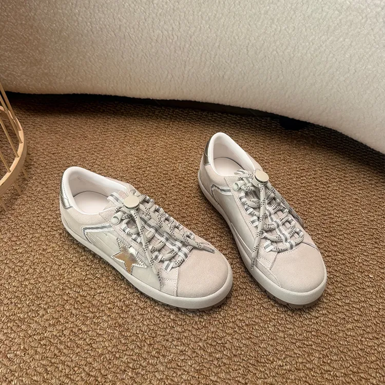 欧货真皮女鞋春季新款复古拼色德训鞋百搭系带休闲板鞋时尚平底鞋