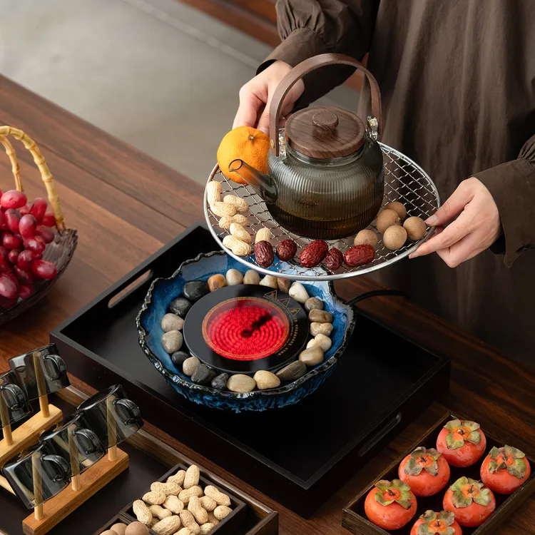 围炉煮茶烤火炉套装家用室内冬日氛围电陶炉煮茶器具全套玻璃茶壶