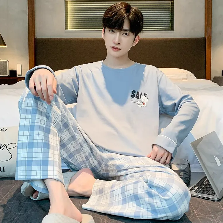 睡衣男款男士秋季纯棉2025新款秋冬天长袖套装可外穿青少年家居服
