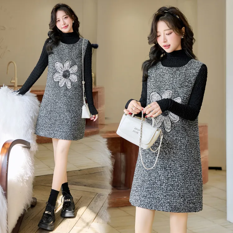 套装春秋显瘦洋气针织时尚打底中长款秋冬小香风2025新款无袖裙子