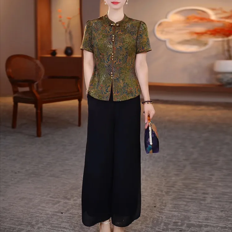 新中式国风套装女2025新款夏时髦洋气质贵夫人品牌妈妈减龄两件套