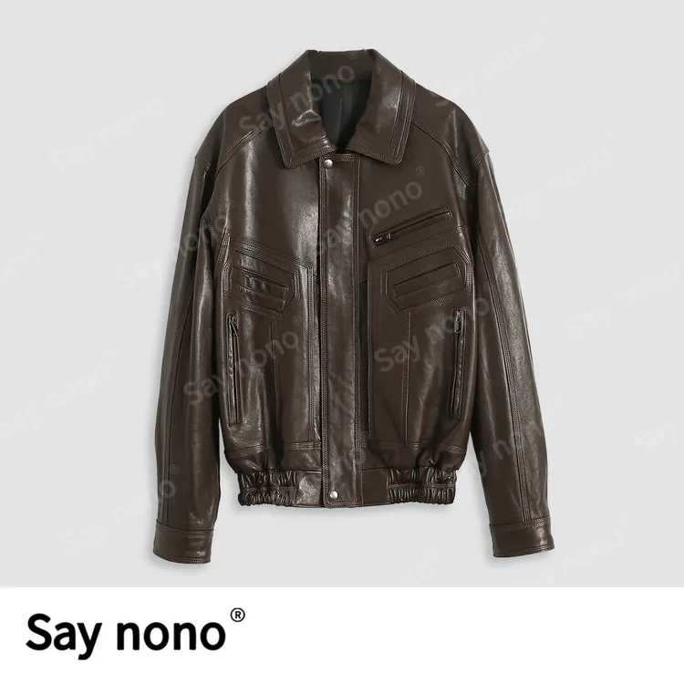 懒猫nono│Saynono 设计款时尚翻领女士皮衣/LQ24132