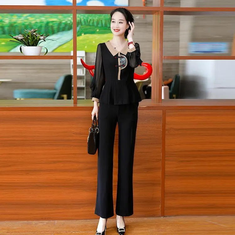 新款优雅新款气质时尚大气休闲收腰套裤18295-ASJ