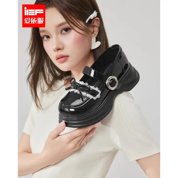 IEF/爱依服2025秋季新款甜美学院风制服JK厚底玛丽珍鞋流光风