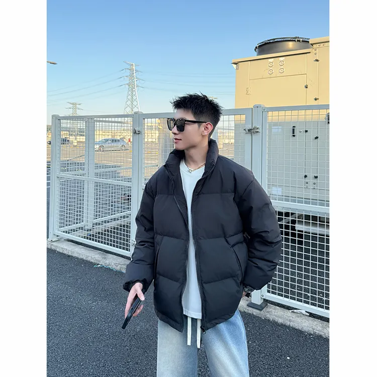 【时尚起易】潮流冬季新短款立领免烫抗风保暖加厚港风白鸭绒羽绒服