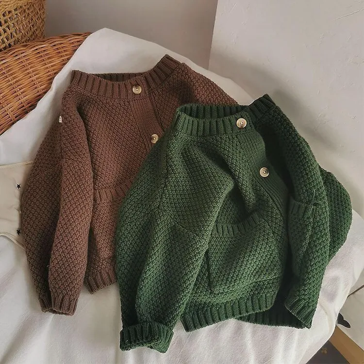 开衫宽松毛衣秋冬童装百搭韩版春秋复古套头洋气针织衫休闲风