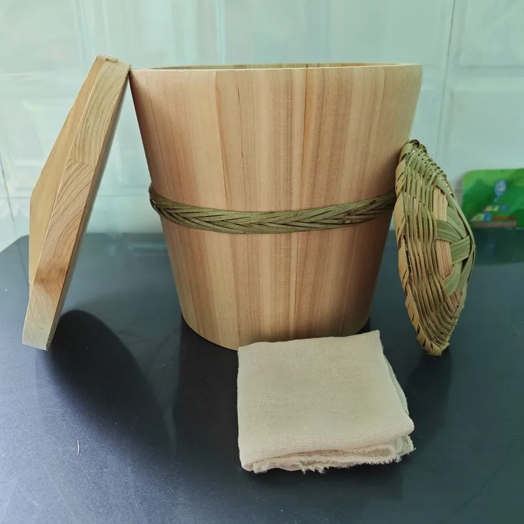 贵州本地杉纯杉木甑子1个竹编底