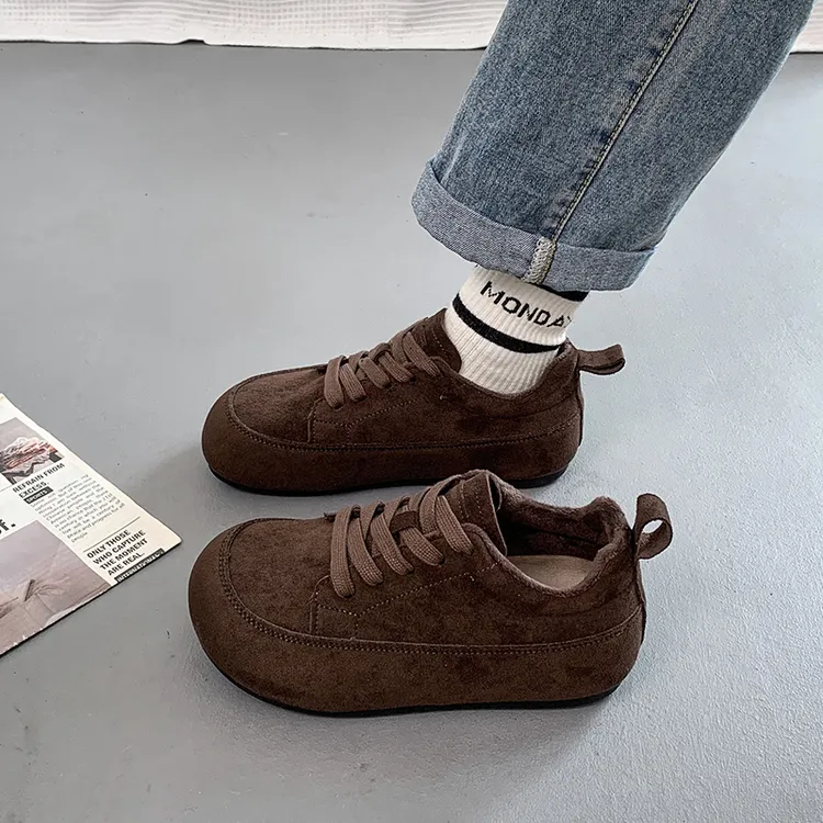 啄木鸟加绒保暖勃肯鞋女2025秋冬季新款复古厚底休闲运动德训鞋