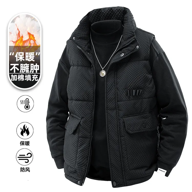 健康虎马甲男秋冬季保暖美式宽松时尚防风立领上衣百搭棉坎肩外套