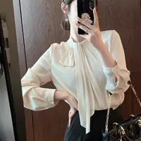 2025飘带衬衫女秋季新款时尚机理高端缎面飘带轻奢气质长袖衬衣