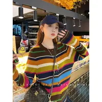 SG / 杨依姗 AW甜趣彩虹糖 彩色条纹圆领长袖针织开衫KS-20252147