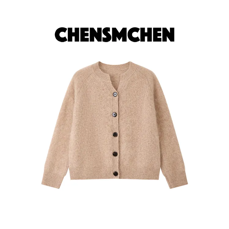 CHENSMCHEN 绵羊毛经典复古针织衫女宽松显瘦开衫上衣CSZ8381WL