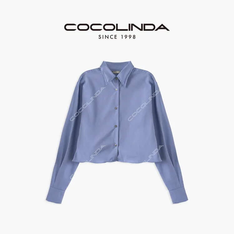 COCOLINDA | 拉达风短款棉质蓝色衬衫K3340