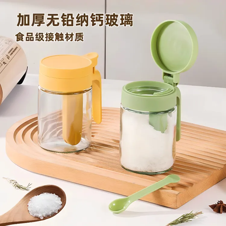 2025年新款调料盒勺料分离调料罐家用密封防潮盐罐调味瓶套装组合