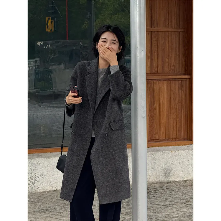 LANGQING 韩系加厚宽松气质羊毛羊驼毛大衣47067#