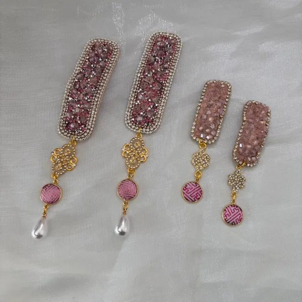 民族风绸缎面料合金亲子款母女发夹