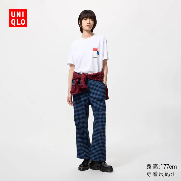 优衣库女装法兰绒舒适长裤/全棉柔软宽松直筒休闲裤 新款481486