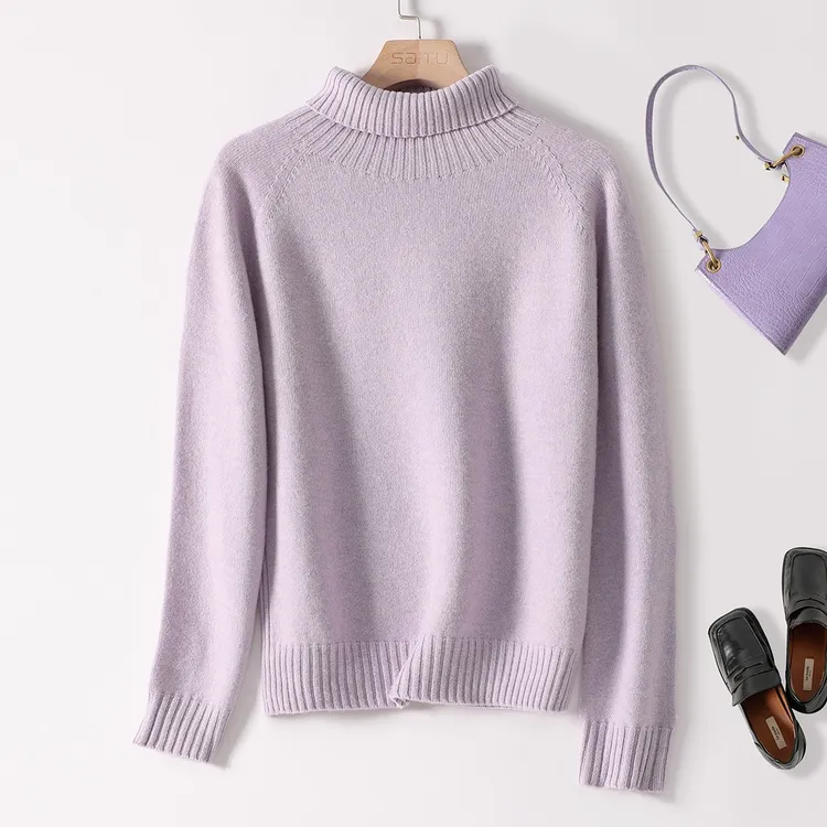 赛兔100%羊毛衫女加厚款休闲百搭宽松纯色经典毛衣亲肤保暖针织衫