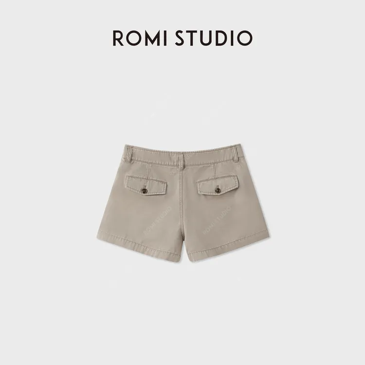 ROMI STUDIO“美式复古”舒适纯棉做旧洗水斜纹休闲短裤 RWCSXY2692