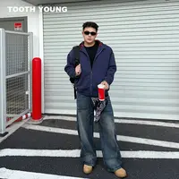 TOOTH YOUNG【加州旅馆】400g男生秋季新品拼色格纹连帽开衫卫衣