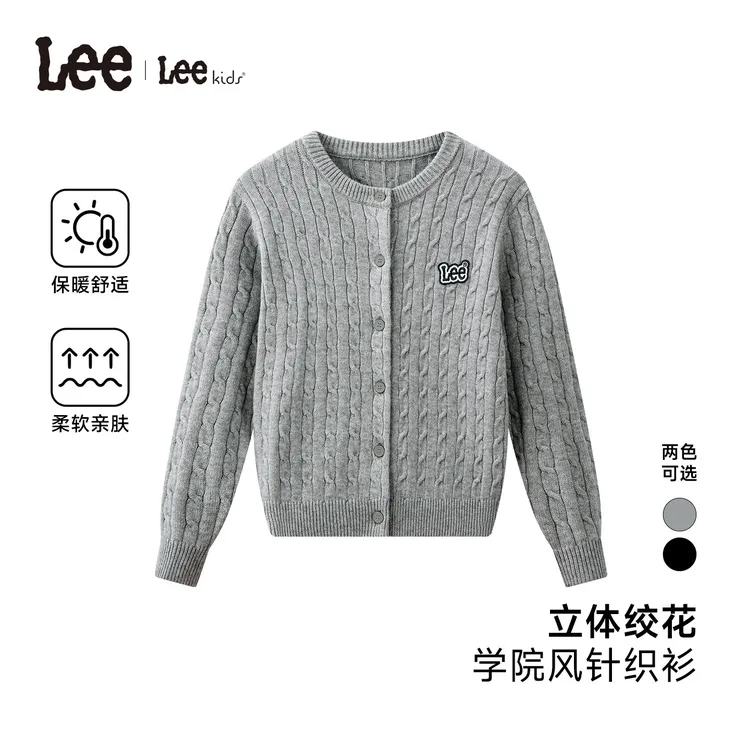 线下同款Lee童装U领毛衣针织开衫童装外穿上衣外套LK5X2FUT0250