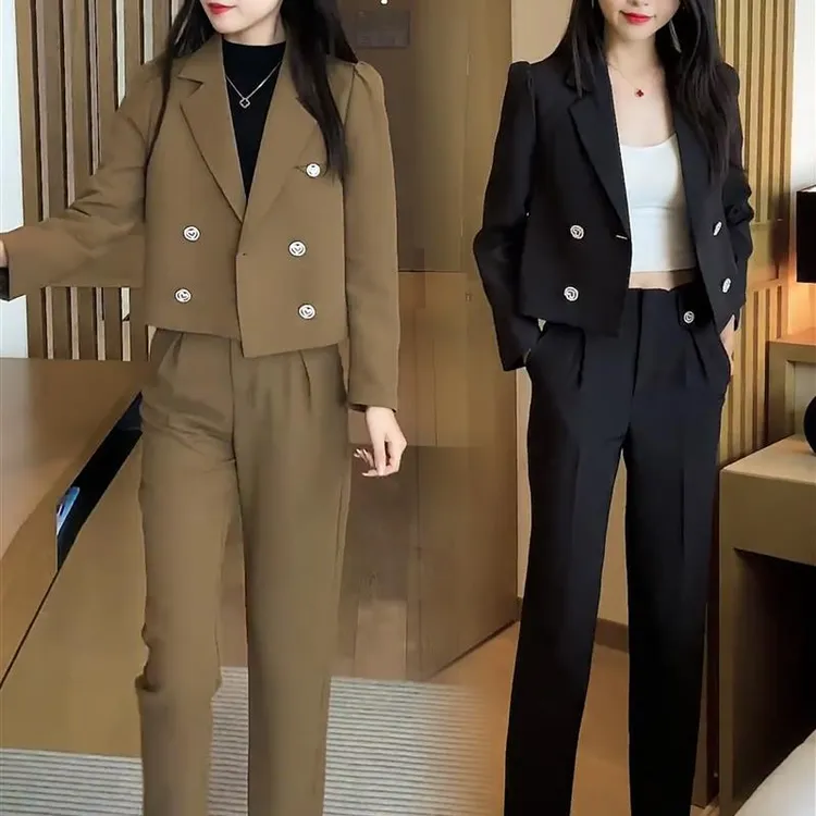小个子时尚西服套装女2025春秋新款洋气显瘦休闲小西装职业两件套
