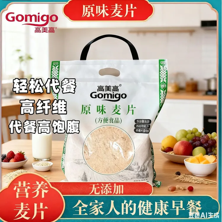 高美高 大粒麦片早餐冲饮即食代餐健康全谷物原味麦片