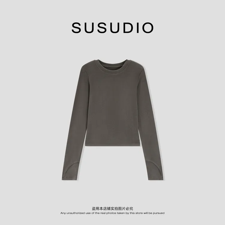 SUSUDIO 小火炉磨毛独特剪裁修身超显瘦秋冬打底长袖T恤 10688