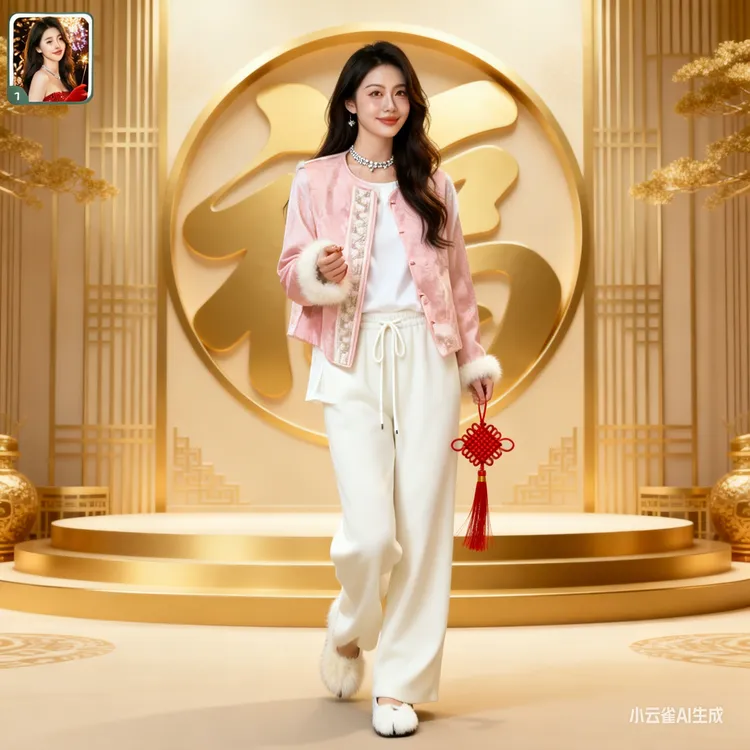 新款中国风时尚套装减龄休闲小香风时尚提花撞色女装网红拼色拼接