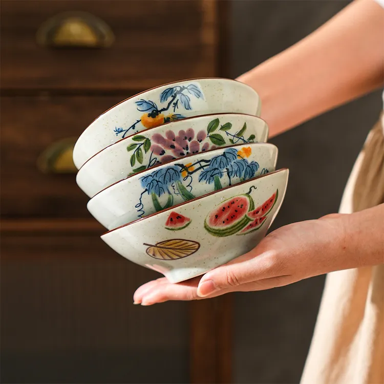 舍里复古酒碗家用陶瓷小碗火锅蘸料碗面碗扣肉碗蒸菜碗釉下彩餐具