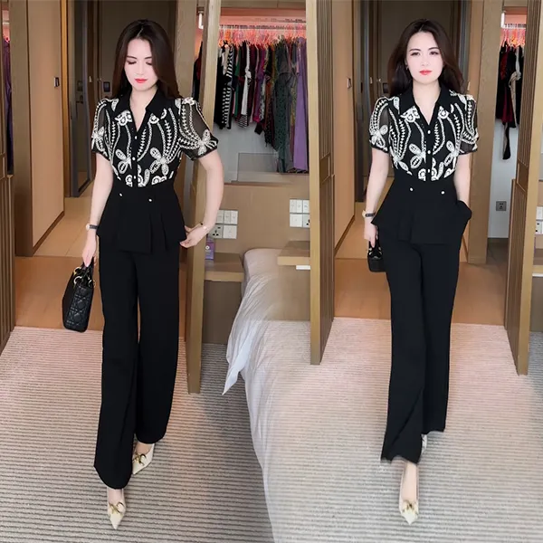 2025夏季短袖新款穿搭洋气时尚休闲气质两件套不挑人减龄套装161