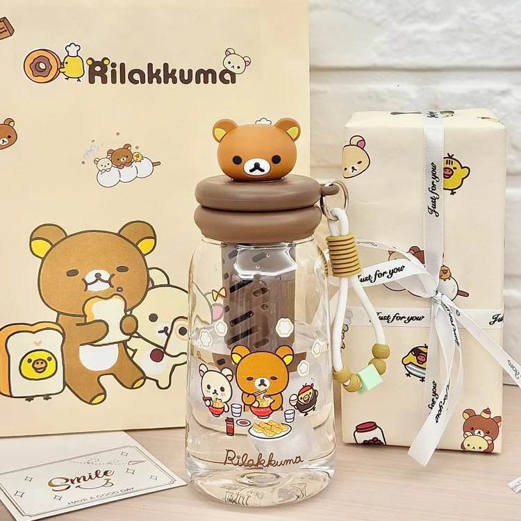 轻松熊tritan塑料吸管杯高颜值大容量便携可爱情侣水杯女生礼物