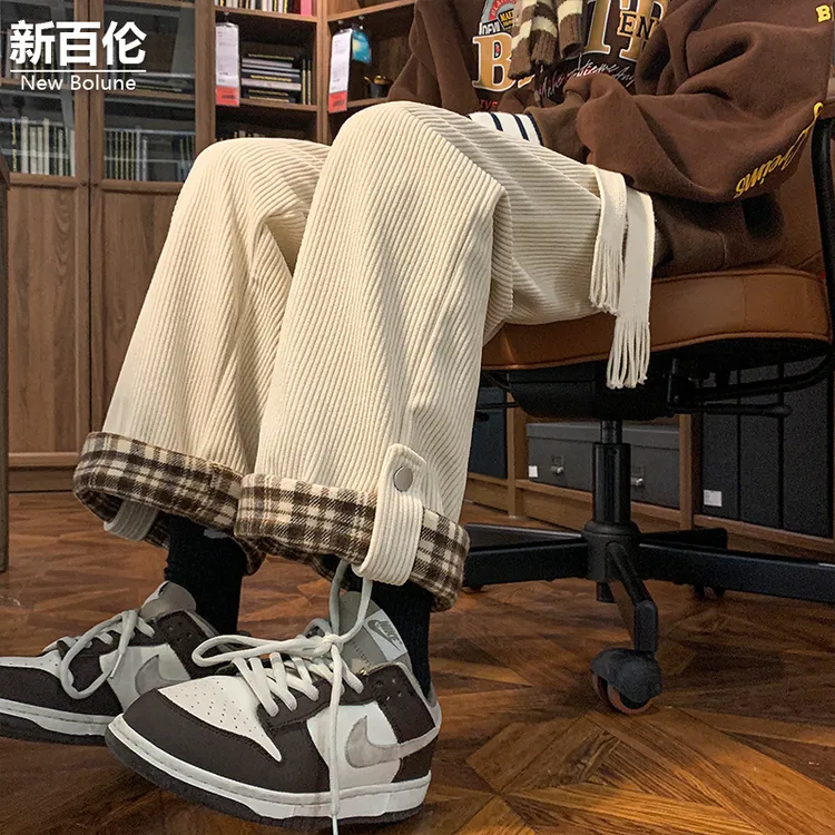 新百伦/NEW BOLUNE美式灯芯绒休闲裤男款秋冬季百搭宽松直筒长裤
