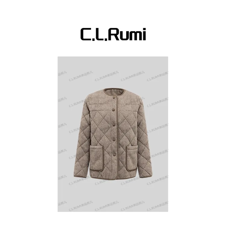 【Rumi精选】 “松茶可可”冬季保暖菱格羊毛鹅绒羽绒服外套7386wt