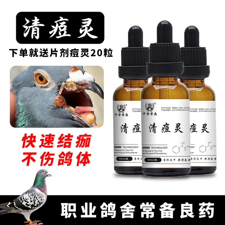 【赛鸽清痘灵】50ml/瓶 鸽子赛鸽鸟类养殖用清痘灵 复合型产品