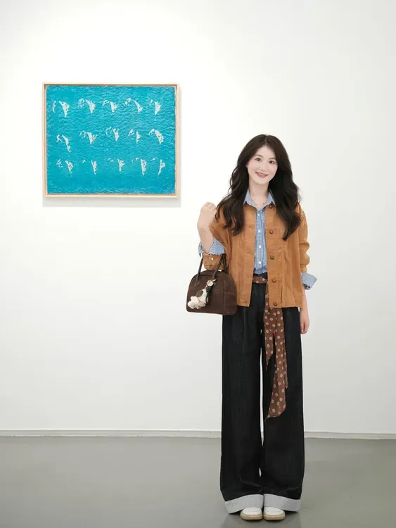 【幸运日】2025秋季新款高级气质外套蓝色衬衫阔腿裤三件套女通勤