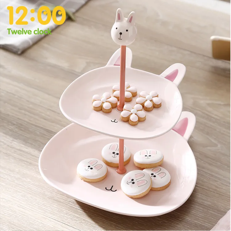 双层茶几水果盘置物架果盘甜品托盘架下午茶零食蛋糕摆台可爱生日