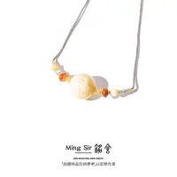 【铭舍 收藏浓白花锁骨链VVS】30-35mm俄料蜜蜡锁骨链轻奢设计款