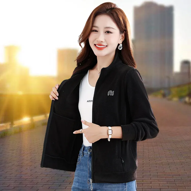 双面摇粒绒外套女秋冬2025新款爆款时尚开衫加厚保暖立领抓绒上衣