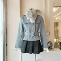 LHTE青青大码女装冬款 冬款气质千金高级感毛呢外套百褶短裙T5319